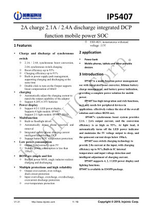 IP5407 数据手册首页