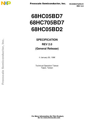 HC05BD7GRS datasheet cover page