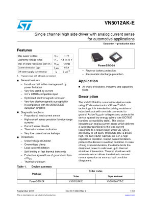 VN5012AK-E datasheet cover page