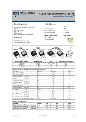 AOI2610E datasheet cover page