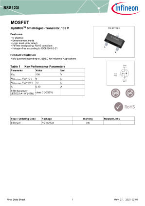 BSS123I datasheet cover page