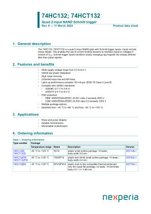 74HC132PW datasheet cover page