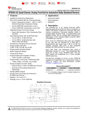 AFE5401-Q1 数据手册首页