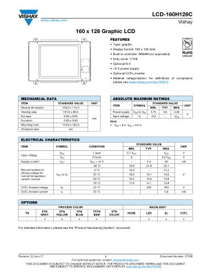 LCD160H128C 数据手册首页