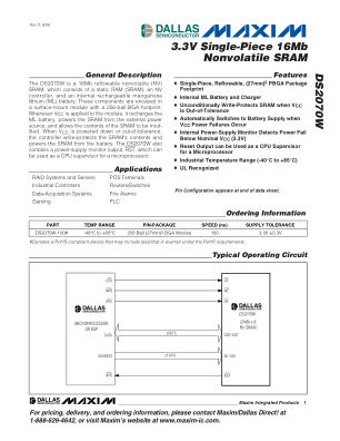 DS2070W datasheet cover page