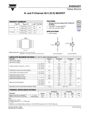 SI4565AD datasheet cover page
