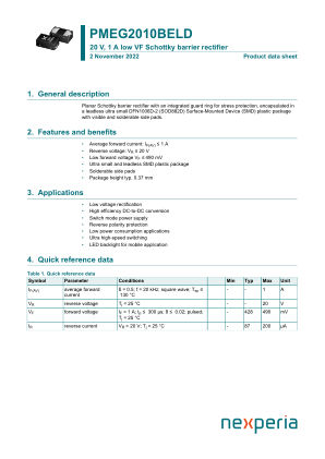 PMEG2010BELD datasheet cover page