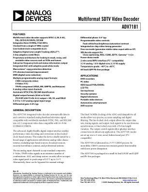 ADV7181 datasheet cover page