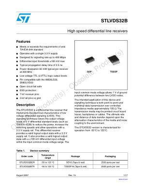 STLVDS32B 数据手册首页