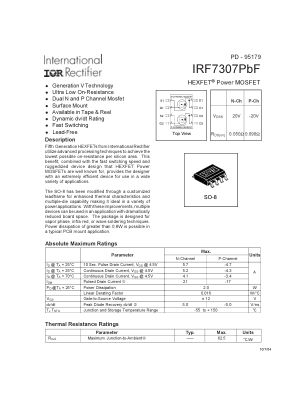 IRF7307 datasheet cover page