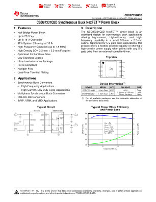 CSD87331Q3D 数据手册首页