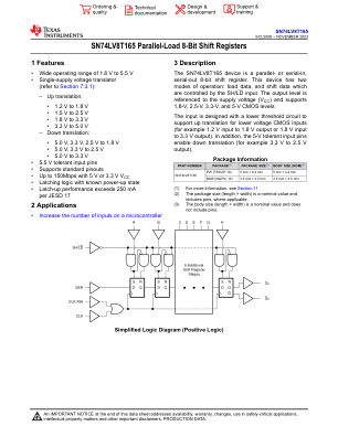 SN74LV8T165 datasheet cover page