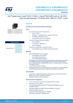 STM32MP251C datasheet cover page