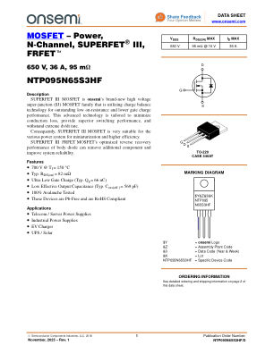 NTP095N65S3HF 数据手册首页
