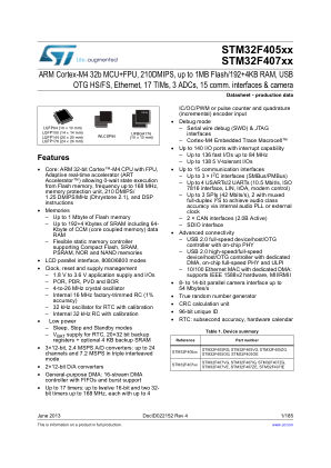STM32F405-407xx 数据手册首页