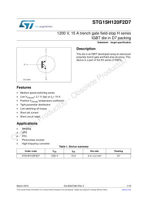 STG15H120F2D7 datasheet cover page