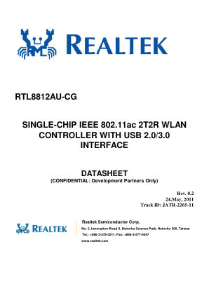 RTL8812AU-CG datasheet cover page