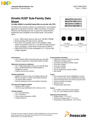 K22P144M120SF5 数据手册首页
