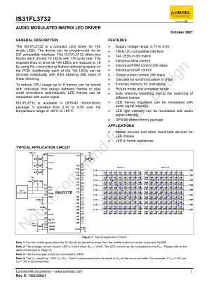 IS31FL3732-QFLS2-TR datasheet cover page