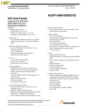 K52P144M100SF2V2 数据手册首页