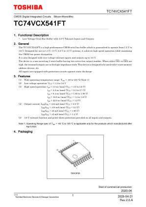 TC74VCX541FT datasheet cover page