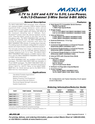 MAX11600-MAX11605 数据手册首页