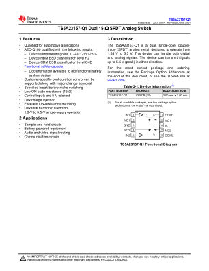 TS5A23157-Q1 datasheet cover page