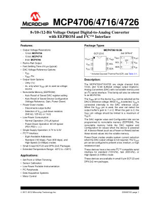 MCP4716A0T-E 数据手册首页