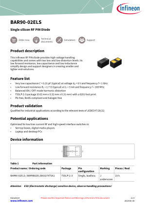 BAR90-02ELS datasheet cover page