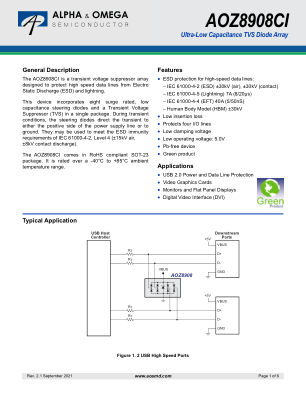 AOZ8908CI datasheet cover page