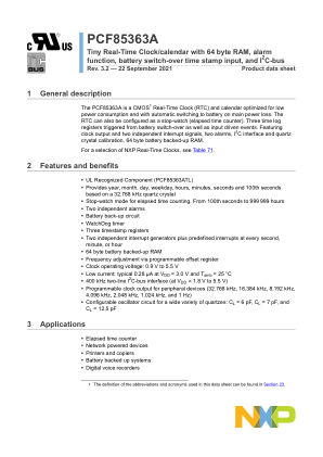 PCF85363A datasheet cover page