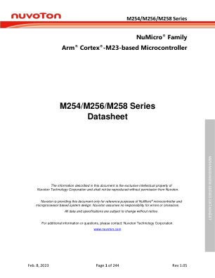 M254 datasheet cover page