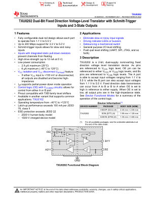 TXU0202 datasheet cover page