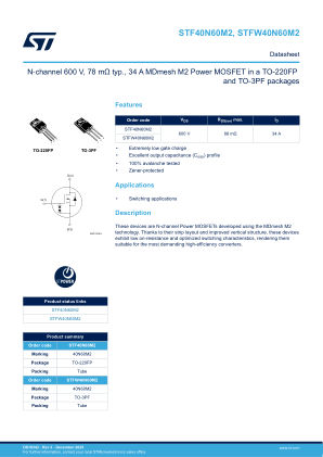 STF40N60M2 datasheet cover page