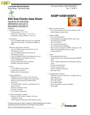 K50P144M100SF2 数据手册首页