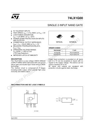 74LX1G00 datasheet cover page