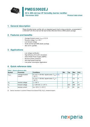 PMEG3002EJ 数据手册首页