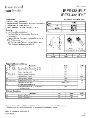 IRFS4321 datasheet cover page