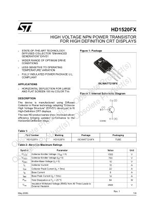 HD1520FX datasheet cover page