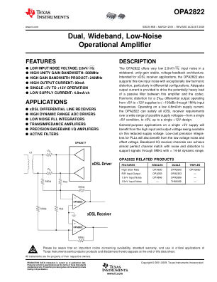 OPA2822 datasheet cover page