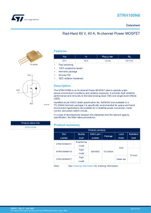 STRH100N6 datasheet cover page
