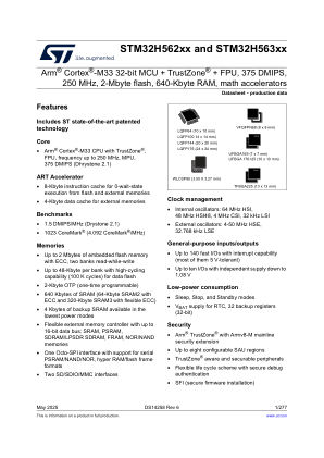 STM32H562AG datasheet cover page