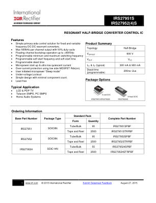 IRS27952 datasheet cover page