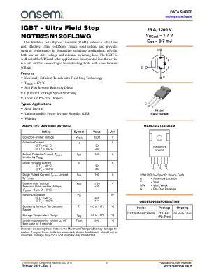 NGTB25N120FL3W 数据手册首页