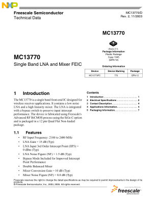MC13770 数据手册首页