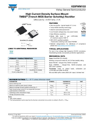 V20PWM103 datasheet cover page