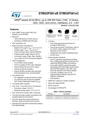 STM32F091CC datasheet cover page