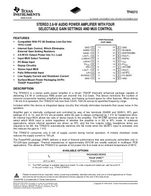 TPA0212 datasheet cover page