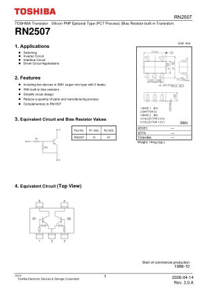 RN2507 datasheet cover page