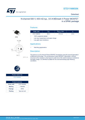 STD11NM50N 数据手册首页